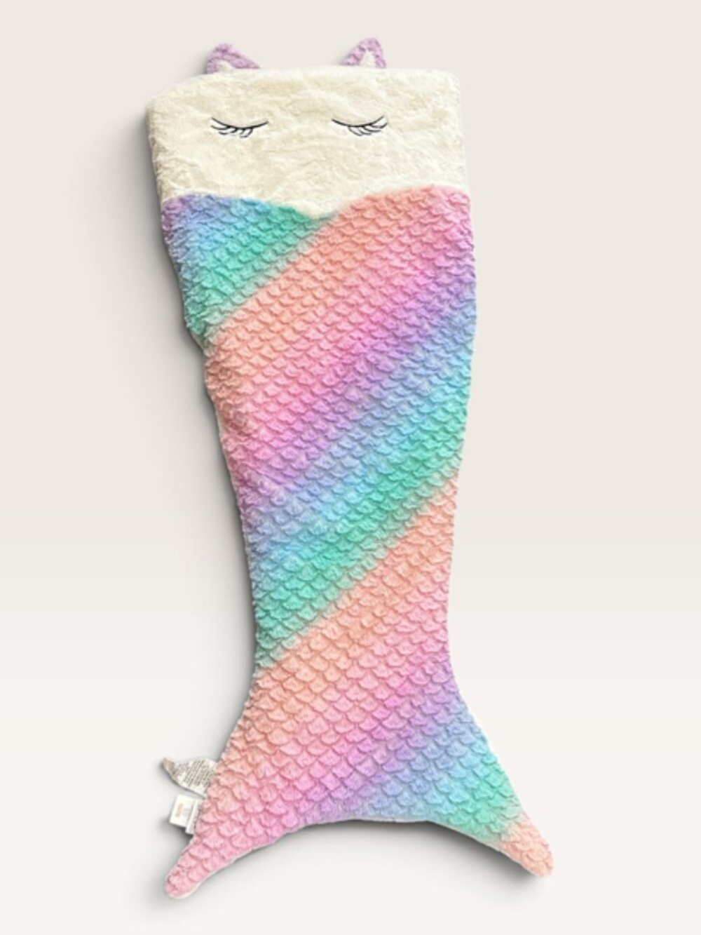 Jessica Simpson Kids Pastel Rainbow Plush Mermaid Tail Blanket